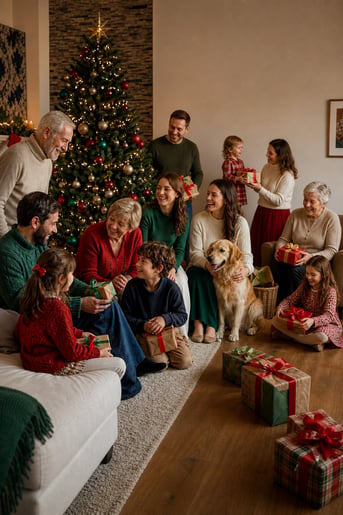 Irish Family Christmas Celebration Around Tree-1